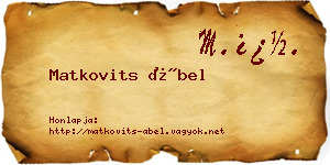 Matkovits Ábel névjegykártya