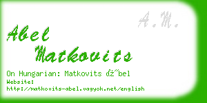 abel matkovits business card